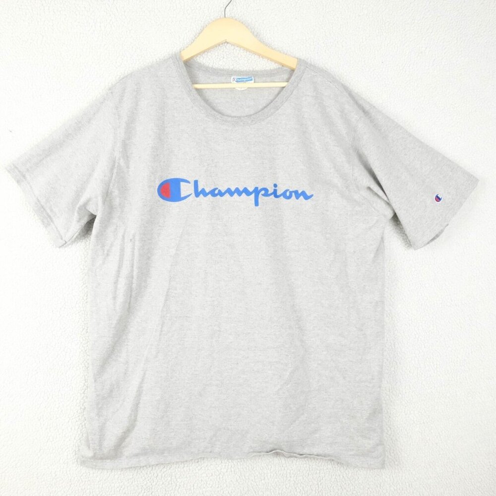 Champion T Shirt Mens 3Xl Gray Short Sleeve Crew Cotton Spell Out Logo